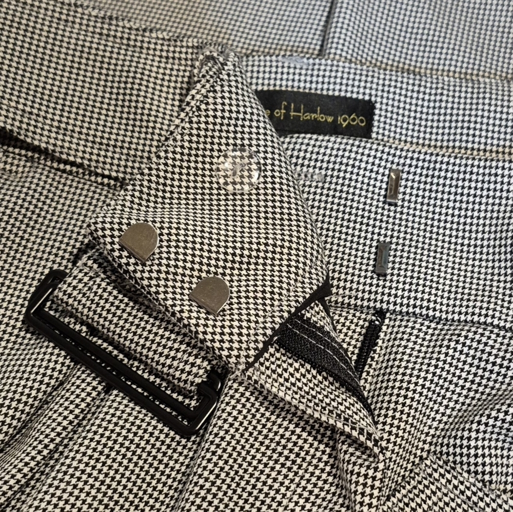 House of Harlow 1960 Houndstooth Wide Leg Trousers Sz 8 High Rise Tailored Chic - Picture 4 of 8